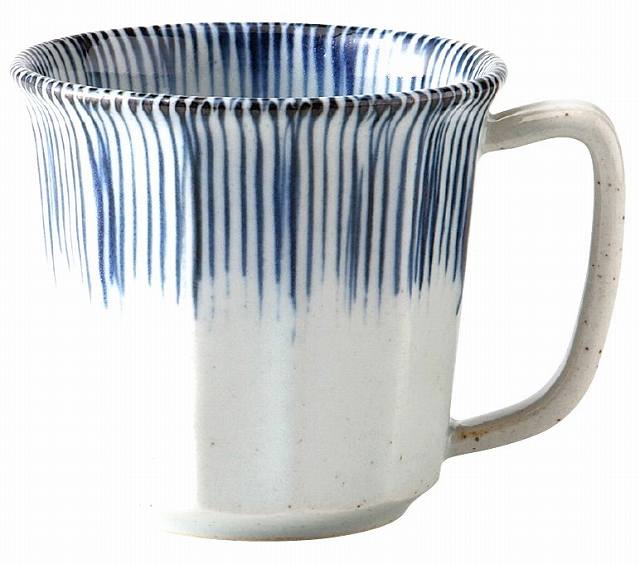 波佐見焼 軽い/軽量 内外千筋(青) 和陶マグカップ プレゼント ギフト 贈リ物 祝 お祝い 記念品