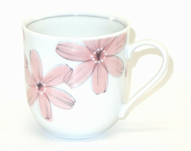 美濃焼 軽量・軽い 花しずか（ピンク）和陶マグカップ プレゼント ギフト 贈リ物 祝 お祝い 記念品