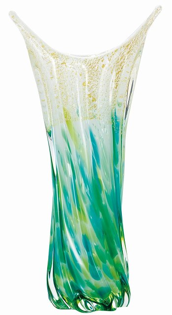 津軽びいどろ 天開 金彩花器(奥入瀬)【花瓶 花器 フラワーベース】【送料無料】プレゼント ギフト 贈リ物 祝 お祝い 記念品