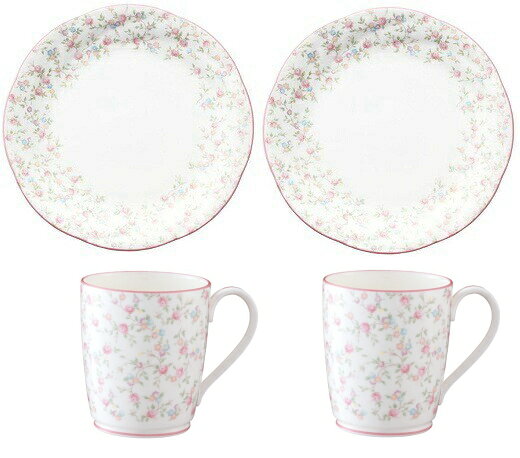 ノリタケ＜Noritake＞キューティーローズ モーニングペアセット(ペアマグカップ、ペアプレートセット)プレゼント ギフト 贈リ物 祝 お祝い 記念品 食器 セット 可愛い 引き出物 引出物 内祝い お返し 出産内祝い 快気祝い