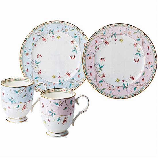 ノリタケ 食器 ノリタケ＜Noritake＞花更紗 HANA SARASA モーニングペアセット（色変り）【送料無料】プレゼント ギフト 贈リ物 祝 お祝い 記念品 食器 セット 可愛い 引き出物 引出物 内祝い お返し 出産内祝い 快気祝い