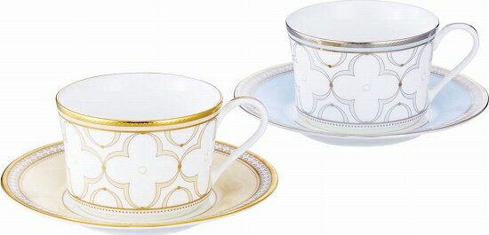 ノリタケ＜Noritake＞トレフォリオゴールド&プラチナ カップ＆ソーサーペア （色変り）プレゼント ギフト 贈リ物 祝 お祝い 記念品 食器 セット 可愛い 引き出物 引出物 内祝い お返し 出産内祝い 快気祝い