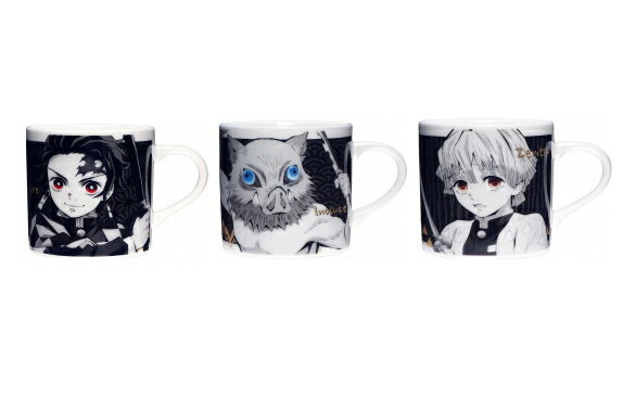 鬼滅の刃 モノクローム マグカップ 3点セット 竈門炭治郎 嘴平伊之助 我妻善逸 プレゼント ギフト 贈リ物 祝 お祝い 記念品