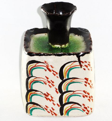 九谷焼 松平雪生作 赤絵稲穂絵図 花瓶 陶器 花器 花入 フラワーベース 【送料無料】プレゼント ギフト 贈リ物 祝 お祝い 記念品
