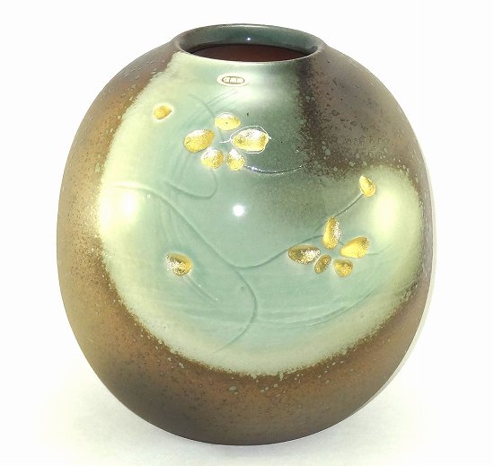 信楽焼 金花雲彩 8号 花瓶 陶器 花器 花入 フラワーベース プレゼント ギフト 贈リ物 祝 お祝い 記念品