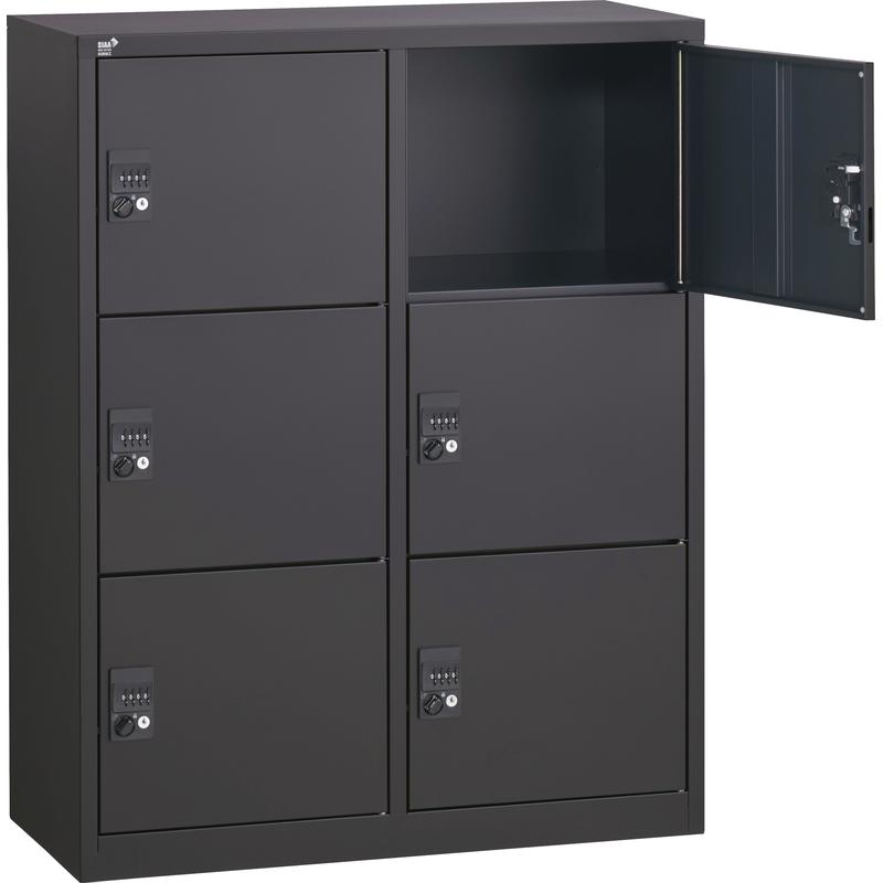 Rakuten - 【法人限定】 生興 / セイコー ALZK-PL34-6・パーソナルロッカー6扉 ※上下連結金具付属 サイズ(W880*D380*H1110) ブラック 92428