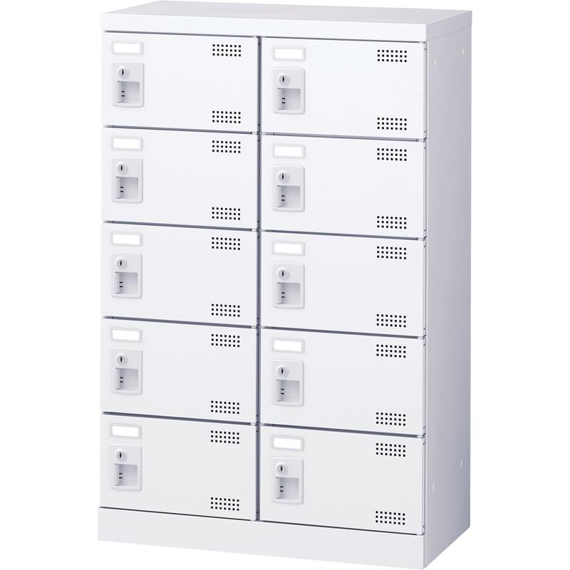 Book Storage - 【法人限定】 生興 / セイコー SLBW-M10-S2 (S錠)2列5段10人用 サイズ(W600*D350*H945) ホワイト 96213 ※商品画像はS錠