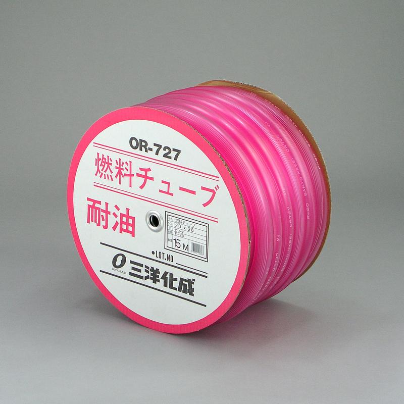 三洋化成 耐油燃料チューブホースドラム巻 サイズ(mm)22×28長さ15m ピンク F-22