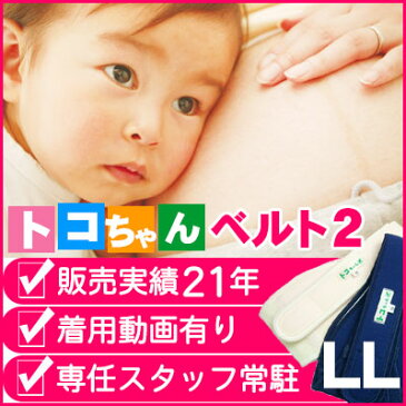 トコちゃんベルト2 LLサイズ オフホワイト/紺 + 綿薄手腹巻 L アンダー腹巻 セット 青葉 正規品 骨盤ベルト マタニティ 腹帯 安産 妊娠 出産 骨盤矯正 着用動画