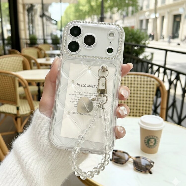 iPhone17対応Matey ミラージュキルトクリア iPhoneケース｜キルティング iPhone16 iPhone15 iPhone14 Phone13 スマホケース クリア ガーリー キラキラ 高級 ストーン TPU ハート チャーム シリコン 携帯カバー アイフォンケース 大人可愛い 韓国風 おしゃれ