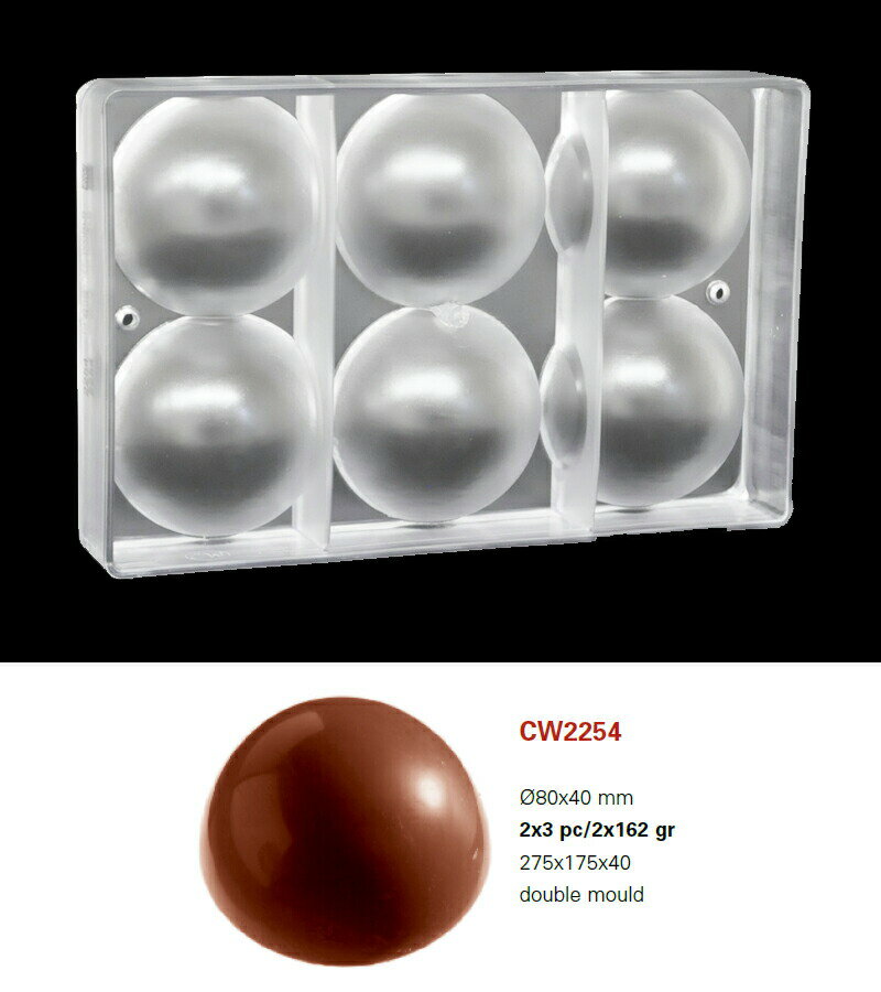 【30%OFF】【チョコレートワールド】CW2254　Φ80X40MM 6P　半球マトファー マトファ チョコレートワールド チョコレートモールド