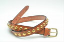 ジャベツクリフ JABEZ CLIFF　" Dome Rivets Narrow Leather Belt "　ジャベツクリフ ドームリベット レザーベルト ナロー　　col.LONDON TAN