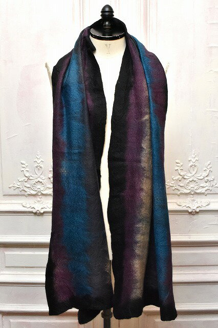 SILVANA MANETTI　シルバナマネッティ　" WOOL CASHMERE NYLON STOLE - ANTARES "　ウールカシミヤストール　col.Ootanio/Graphite