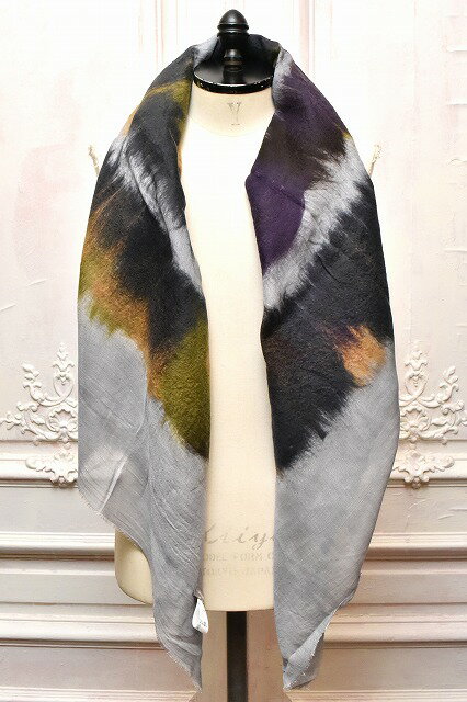 SILVANA MANETTI　シルバナマネッティ　" MAODAL WOOL CAHSHIMRE STOLE - CARINA "　モダールウールカシミヤストール　col.Olive/Graphite