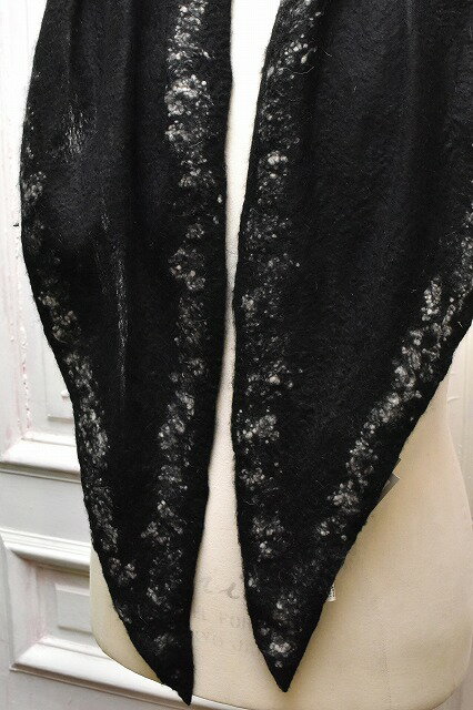 SILVANA MANETTI　シルバナマネッティ　" CLOUD - Cashmere Wool Nylon Stole "　カシミアウールナイロンストール　col.Black/White