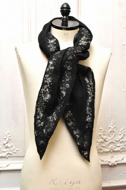 SILVANA MANETTI　シルバナマネッティ　" CLOUD - Cashmere Wool Nylon Stole "　カシミアウールナイロンストール　col.Black/White