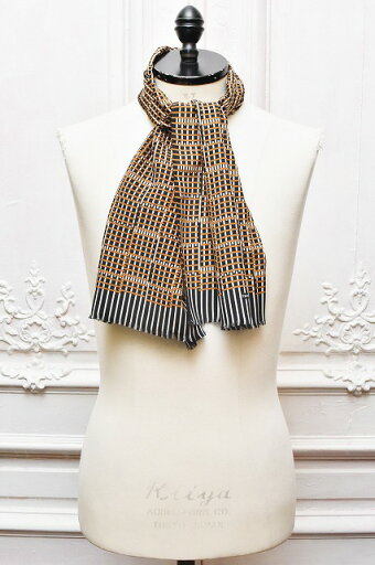 Fratelli Luigi フラテッリルイージ " Silk Scarf " シルクスカーフ col.Black/Brown / 送料込み価格 Fratelli Luigi フラテッリルイージ " Silk Scarf " シルクスカーフ col.Black/Brown / 送料込み価格
