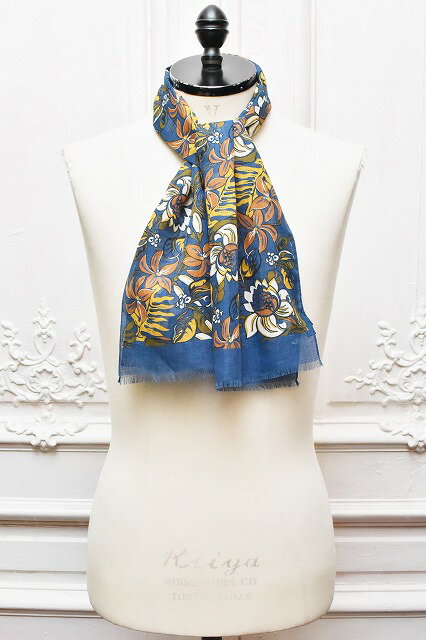 Fratelli Luigi　フラテッリルイージ　" Cotton Linen Silk Scarf "　　コットンリネンシルクスカーフ　col.Blue / 送料込み価格