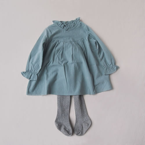 【メール便送料無料！】子供服 女の子 ワンピース 長袖 秋冬 80 90 ライトグレー ブラック　黒 白 チュール 【10】