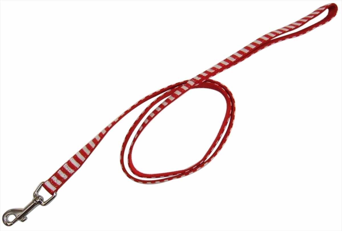 Leash - 【ネコポス対象／3個まで】岡野製作所 ストライプリード 10 レッドホワイト 超小型犬用 お散歩リード ドッグ