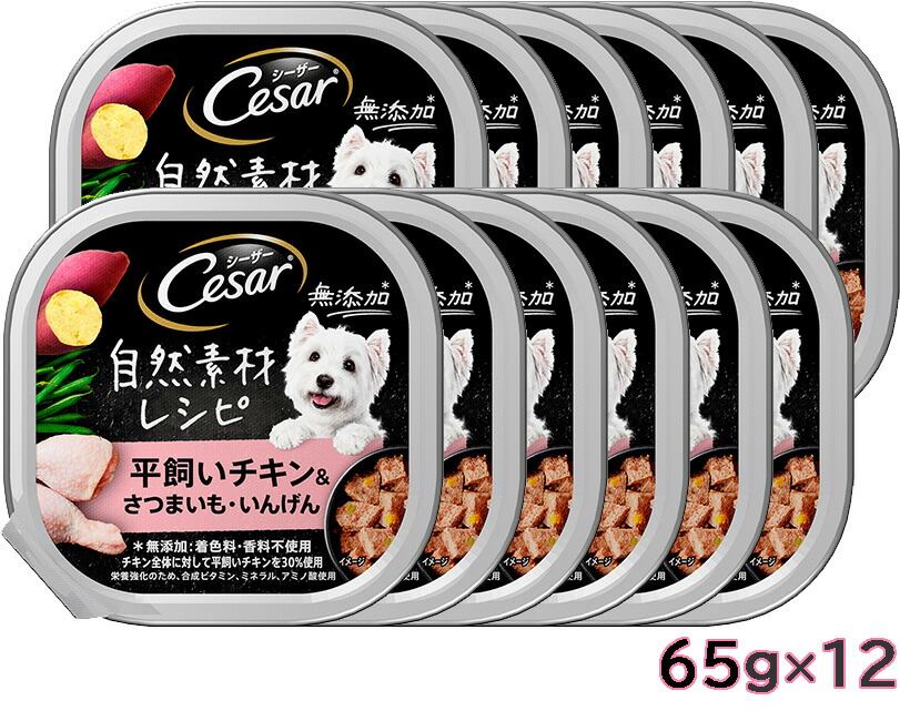 Cesar シーザー 自然素材レシピ 平飼いチキン＆さつまいも・いんげん 85gx12 ドッグフード パテタイプ ウェットフード