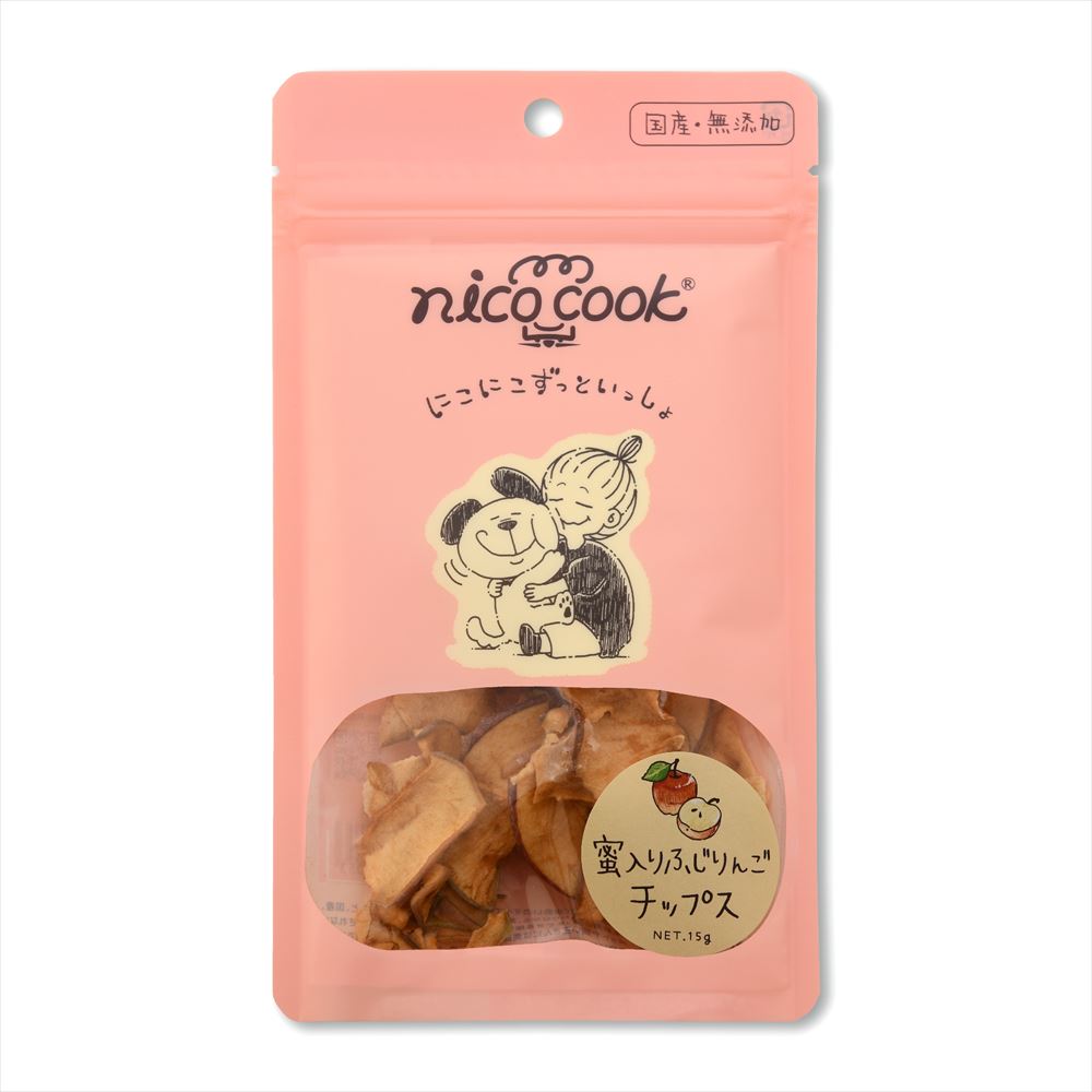 【犬】nicocook 蜜入り 国産ふじりんごチップス 犬用 15g 犬用おやつ ドッグフード ドッグトリーツ　ネコポス可3個まで[M便 1/3]