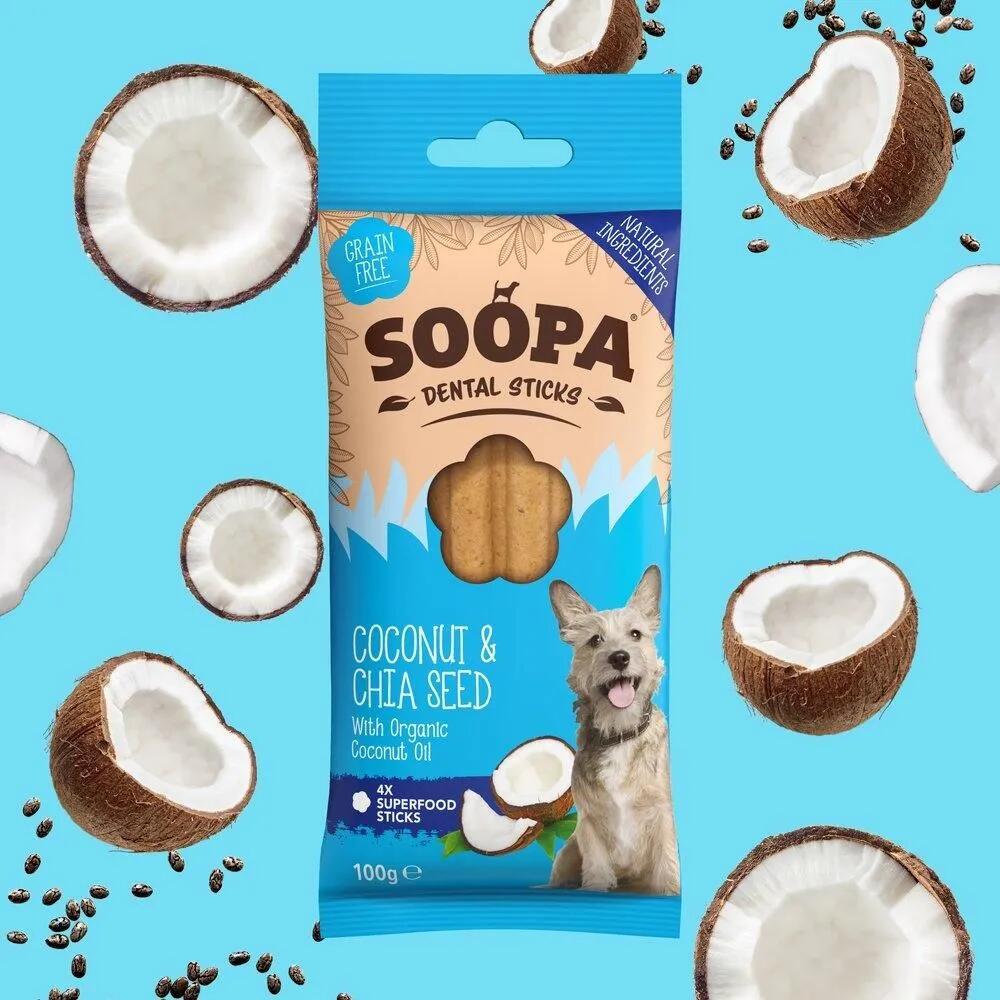 SOOPA スーパ デンタルスティック ココナッツ&チアシード スティック 100g 犬用おやつ ドッグトリーツ ..