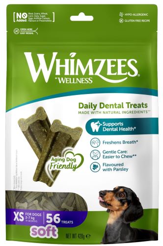 【犬】WHIMZEES ウィムズィーズ DENTAL TREATS デンタルトリーツ 息さわやか やわらかタイプ XS 56個入..