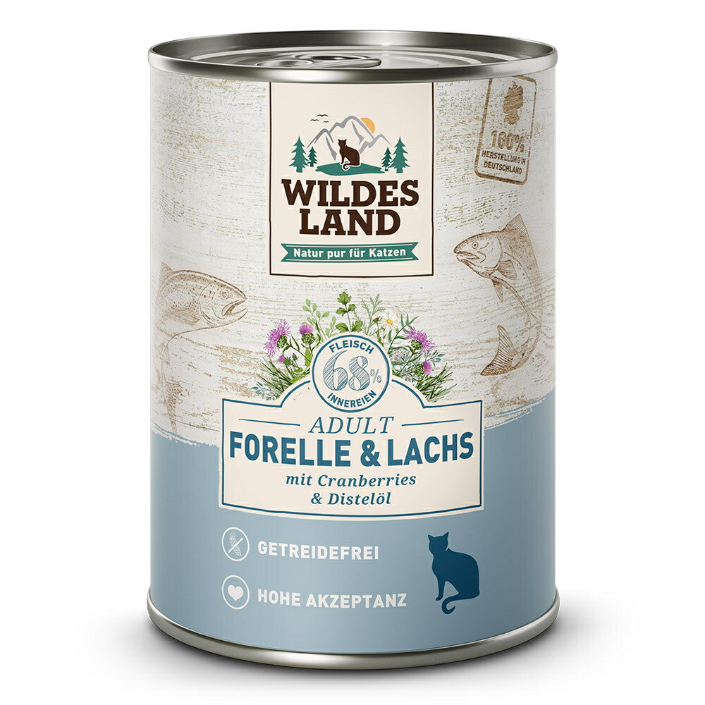 Wildes Land　ワイルドランド クラシック マス＆サーモンとクランベリー入り375g缶詰 キャットフード ウェットフード 総合栄養食