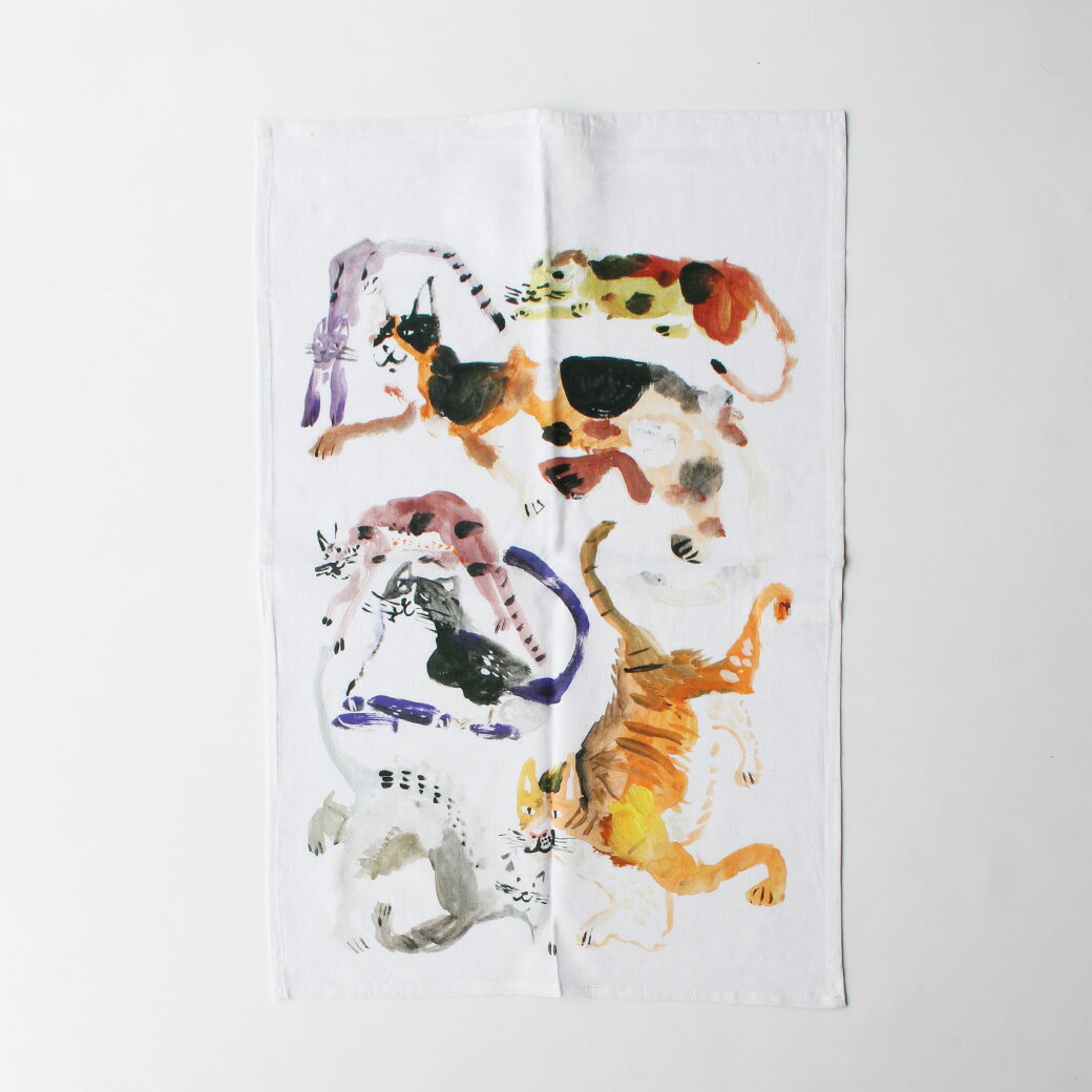 【100円クーポン配布中】アトリエコテツ キッチンタオル | Atelier KOTETSU キッチンクロス 麻混 綿麻 3タイプ ネコ アルファベット ブレーメン 北欧風 おしゃれ インテリア ギフト