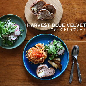 HARVEST BLUE VELVET 24cm スタックトレイ プレート食器 皿 平皿 キッチン雑貨 ハーベスト ブルーベルベット 青 信楽焼 テーブルウェア シンプル 一人前 陶器 おしゃれ 料理 映える あす楽