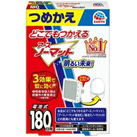 必要な数だけご購入できます 大容量 つめかえ 入数 サイズ・カラー違い 一緒にご購入・ご検討いかがですか 【商品詳細】 ●トリプル効果で蚊に効く！ ●火も熱も使わず、コンセント不要で置き場所も選ばないので、小さなお子様やペットのいるご家庭でも安心して使えます ●ハニカム構造ならではの巨大揮散面積＆高い揮散効率だから薬剤が素早く揮散してよく効く ●静音ファンを採用しており、使用中のファンの音はほとんど気になりません 有効成分：トランスフルトリン：750mg／個 ※パッケージデザイン等は予告なく変更されることがあります 【送料無料商品をご注文のお客様へ注意事項】 （1）送料無料商品の扱い 送料無料商品と共に送料別の商品をご注文された場合、お届け先地域（料金表に準じる）の送料がかかります。 送料無料商品のみご購入の際、送料は無料とさせて頂きます。 （2）こちらの商品は一部地域のみ送料無料です。 【東北・北海道】は送料800円かかります。 東北（青森県・岩手県・宮城県・秋田県・山形県・福島県）・北海道へのお届けは送料800円かかります。 ※（2）につきまして、商品名に【東北・北海道別途送料】と記載がある商品のみ該当となります。 記載が無い商品につきましては、商品ページの注意事項をご確認ください。【関連アイテム】どこでもつかえる アースノーマット