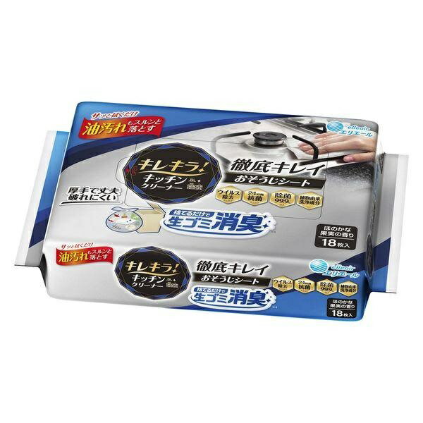 キレキラ！ キッチンクリーナー 捨てるだけで生ゴミ消臭 おそうじシート（18枚入）/ 大王製紙のサムネイル