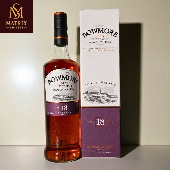 BOWMORE&nbsp;ボウモア18年 旧旧ボトル 蒸留所プリントラベル Bowmore Islay Single Malt Scotch Whisky 18 YE