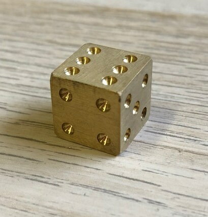 真鍮製サイコロ 1ヶ　　　サイコロ　卓上　ダイス　日本製　ビレット　真鍮