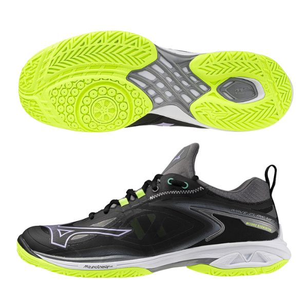 ミズノ　MIZUNO　バドミントンシューズ　ウエーブクローNEO3　[ユニセックス]　71GA247311　ワイドフィット(3E)　幅広　ブラック×ライム