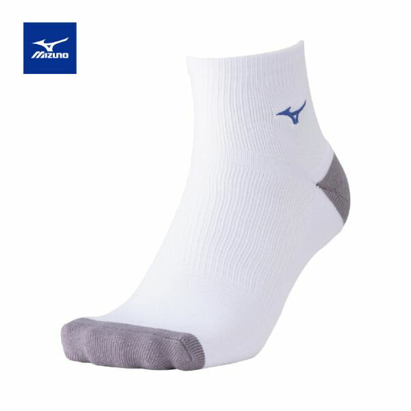 メール便発送可　ミズノ MIZUNO　ショートソックス(ワンポイントロゴ)　62JXC00172　テニスソックス　72:ホワイト×ブルー