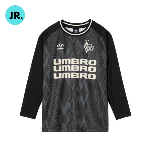 メール便発送可　アンブロ　ジュニアグラフィック長袖プラクティスシャツ　UF5FLS50J-BK00　子供用サッ..