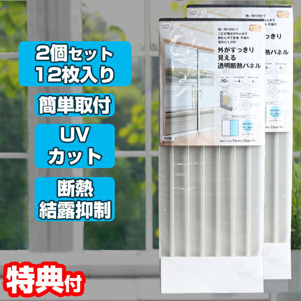 2個セット 二重窓パネル 12枚入り 窓パネル 断熱窓 二重窓 結露軽減 UVカット 二重まど 二重扉 窓シート 断熱シート 空気層 二層窓 透明 窓シート 結露防止 外気遮断 エコ窓 省エネ 断熱シート 遮熱パネル 遮熱窓 断熱材 2重窓 母の日 プレゼントのサムネイル