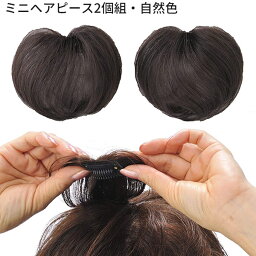 ミニヘアピース 自然色 2個組 人毛100％ 部分かつら ヘアピース 女性用カツラ 部分カツラ パーマ 毛染め ホットカーラー ウィッグ つむじ