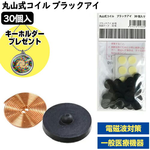 丸山式コイル ブラックアイ 30個入 ■レビューでヒーリングキーホルダー付 一般医療機器 BLACK EYE ツボ 丸山式ブラックアイ 電磁波カット 電磁波防止 遠赤外線コイル 丸山先生 電磁波防止グッズのサムネイル