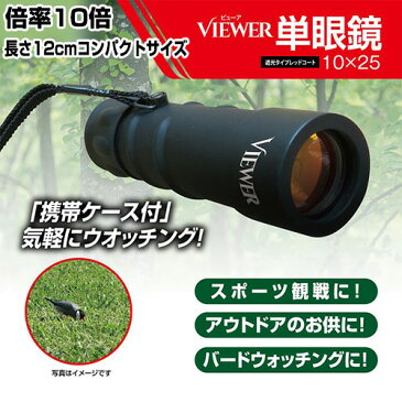 VIEWER ビューア 単眼鏡10×25 MCO-45 ケース付き 拡大倍率10倍 コンパクト望遠鏡 アウトドア 野鳥観察[7月中旬入荷予定]