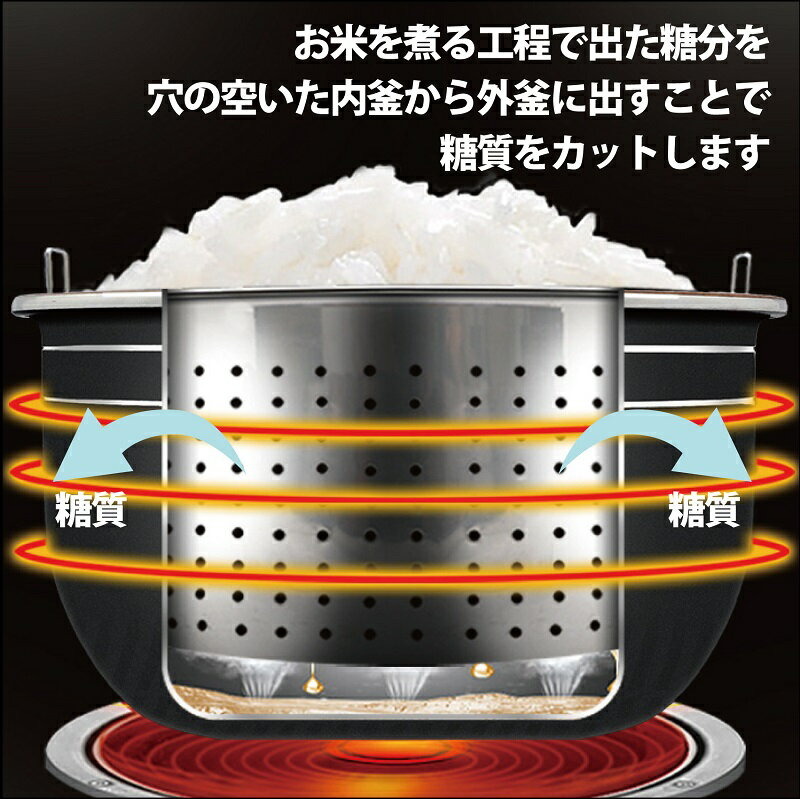 糖質カット炊飯器 糖質33％カットご飯 炊飯器 保温機能 糖質カット炊飯機 糖質制限炊飯器 炊飯器 糖質制限炊飯機 糖質制限 お米 こめ 糖質制限 3合炊き 一人暮らし おひとり様 ごはん ダイエット炊飯機 糖質ダイエット 糖質オフ 朝食 夕食 お昼