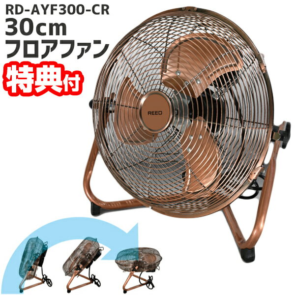 《2000円クーポン配布中》30cmフロアファン 扇風機 サーキュレーター RD-AYF300-CR アンティークブロンズ 工業扇風機 大型扇風機 REED 工業用扇風機 床置き 工業扇風機 業務用扇風機 床置き式工場扇 フロア扇風機 大型扇風機 床置型 スチール羽根 扇風機 30cm3枚羽根