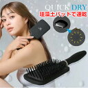 クイックドライヘアブラシ ドライヤー時間短縮 珪藻土入り 濡れ髪 女性 レディース くし ブラシ 速乾 髪が早く乾くブラシ 吸水ヘアブラシ ヘアーブラシ 早く乾...