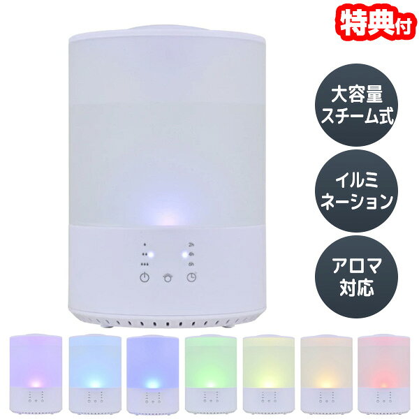 【500円クーポン配布中】【選ぶ景品付】 おおたけ 上部給水 スチーム加湿器 日本メーカー WH-S406 スチーム式加湿器 14畳対応 大容量 4L アロマ加湿器 スチーム加湿機 加熱式加湿器 LED イルミネーション レインボー ムードライト スチーム式加湿機 スチーマー 上