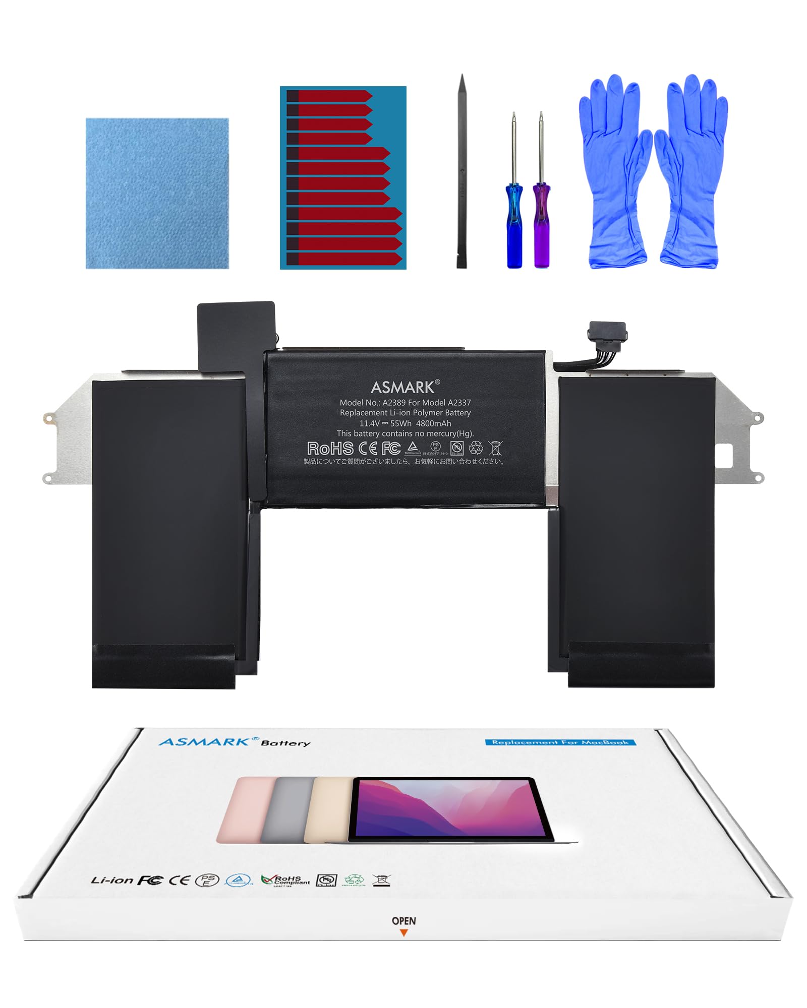 ASMARK Macbook Air A2337 バッテリー 交換 適用 13インチ 2020 M1 A2389 バッテリー 13-inch