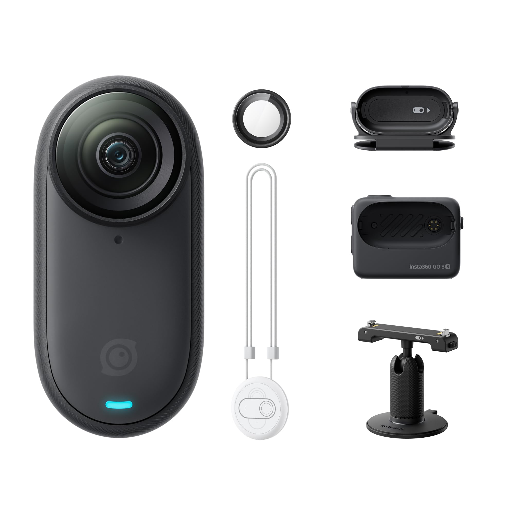 Insta360 GO 3S - 4K小型ウェアラブルVlogビデオカメラ、ハンズフリーPOV、どこでもマウント、手ブレ補正、バッテリー寿命140分、10m防水、AI編集、Apple Find My対応、Vlog/旅行/アウトドア/ペットPOV用 通常版