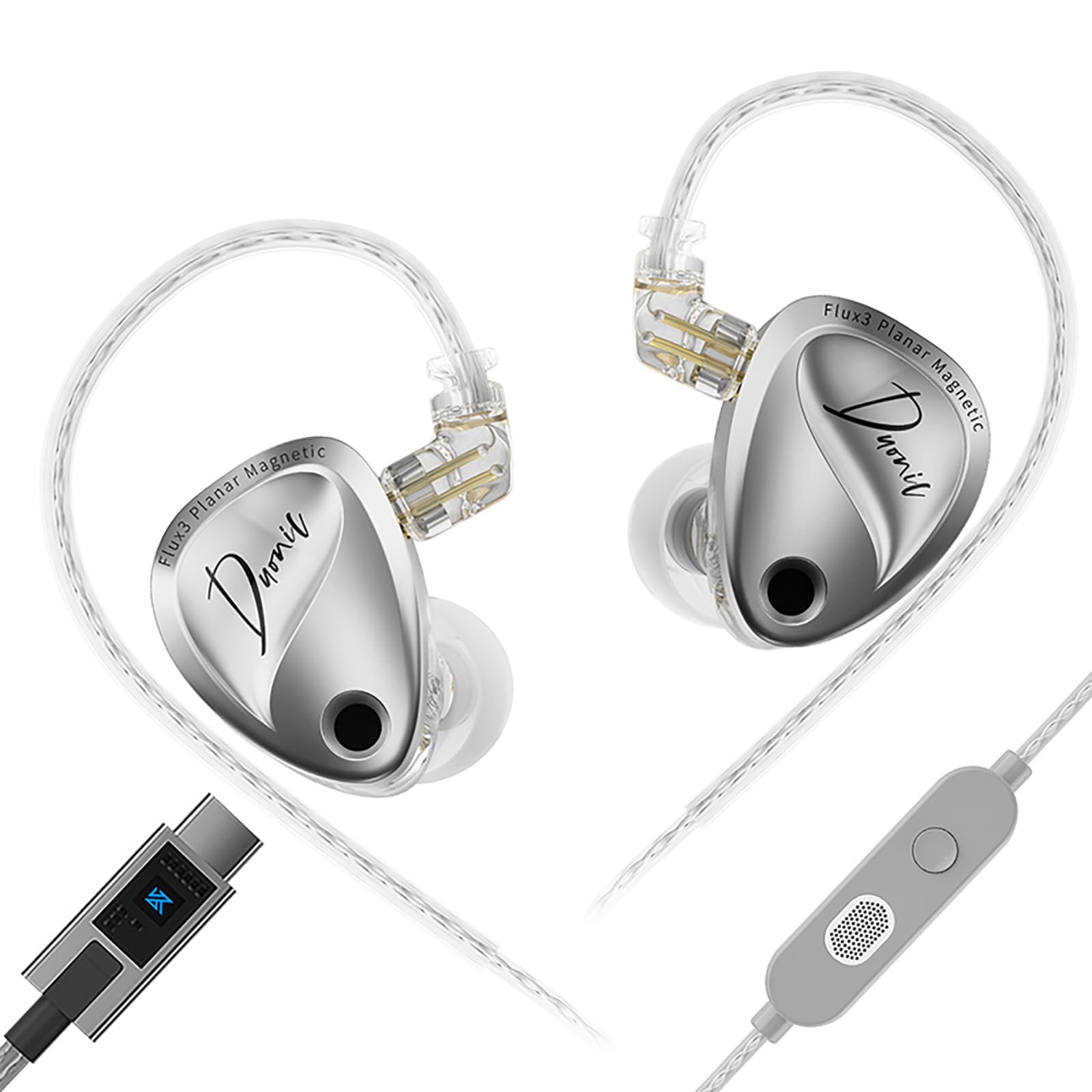 Linsoul KZ Duonic ハイブリッド型ハイエンドHiFi耳掛け式イヤフォン 3マグネット平面磁気ドライバー 超ロングエクスカーション設計のFlux3ドライバー 精密なサウンドポジショニングを実現 高精度なプロフェッショナル電子フィルターが内蔵