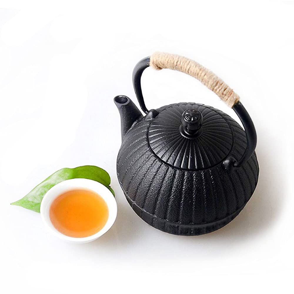 Hwagui 鉄瓶 兼用急須 鉄瓶 茶道具 鉄分補給 お茶 鉄器 茶こし付き 直火 統工芸品 カボチャの形をした..